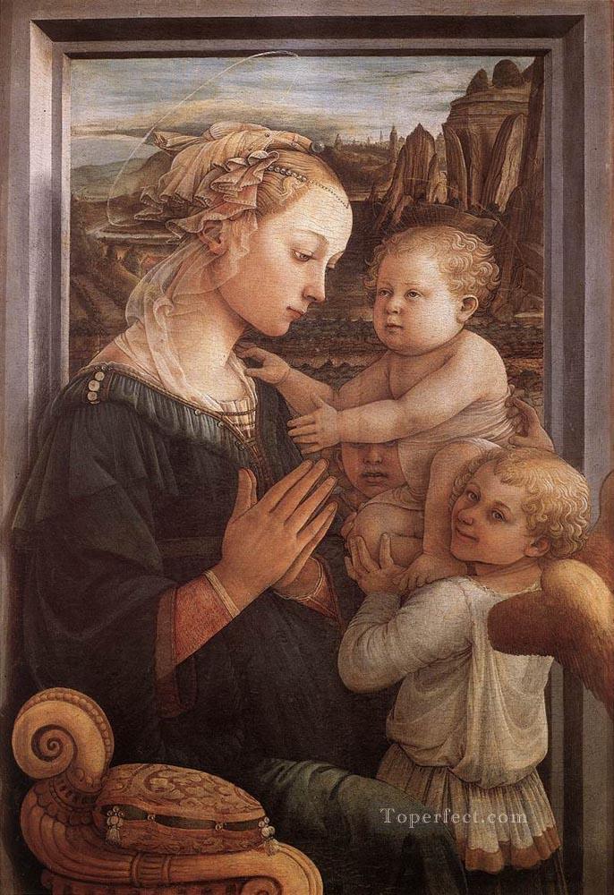Madonna With The Child And Two Angels 1465 Renaissance Filippo Lippi Oil Paintings
